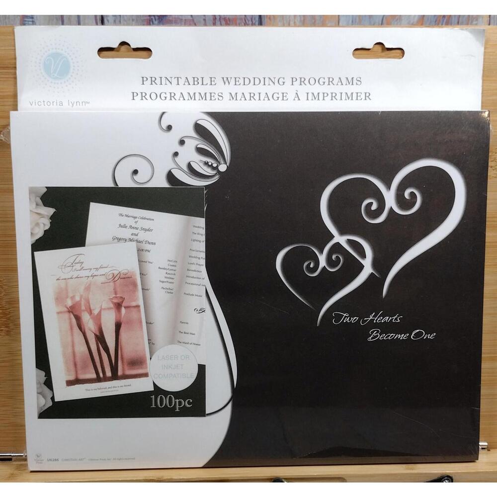 Printable Wedding Programs - Two Hearts Become One - 100 Pieces‎